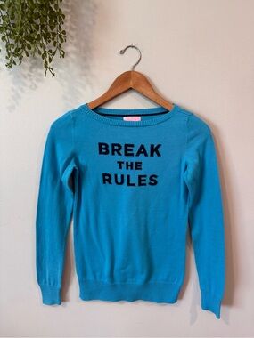 Lilly Pulitzer Turquoise 'BREAK THE RULES' Crewneck Sweater